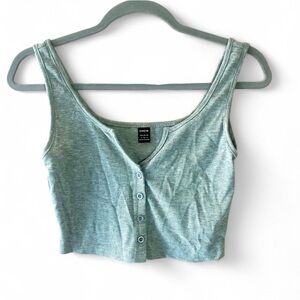 SHEIN GRAY RIB KNIT LIGHTWEIGHT STRETCH CROP TANK TOP SIZE SMALL